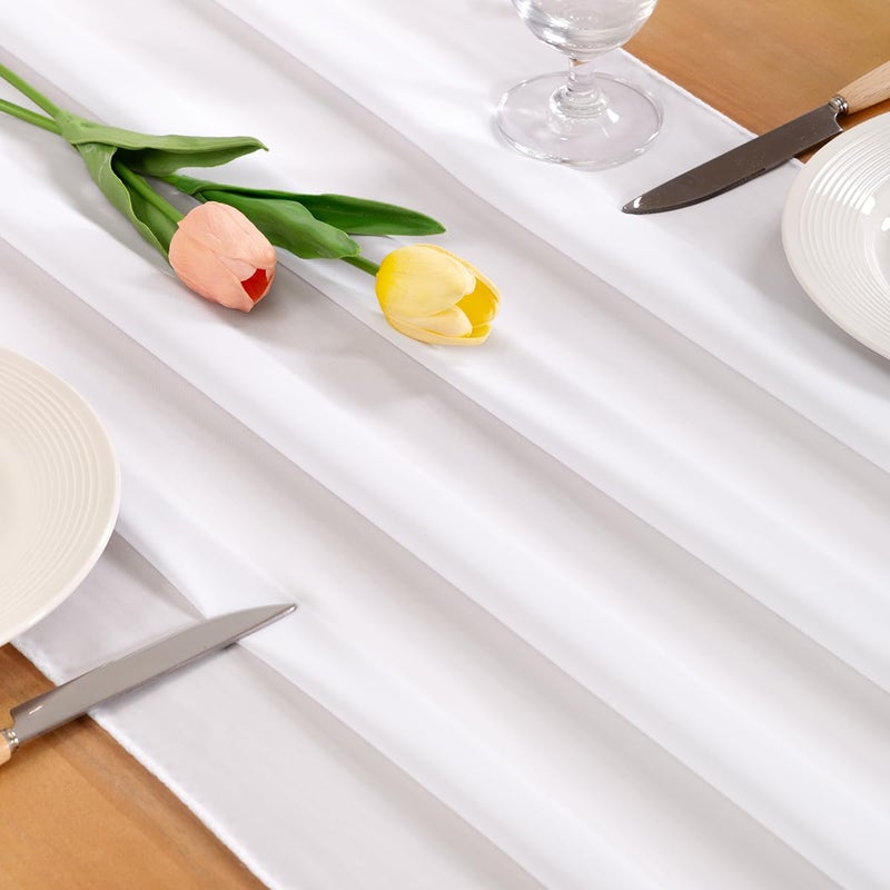 Socomi White Chiffon Table Runner Valentine's Day Boho Rustic 14ft 29x170 Inches Wedding Runner Sheer Romantic Bridal Shower Decorations - Image 2